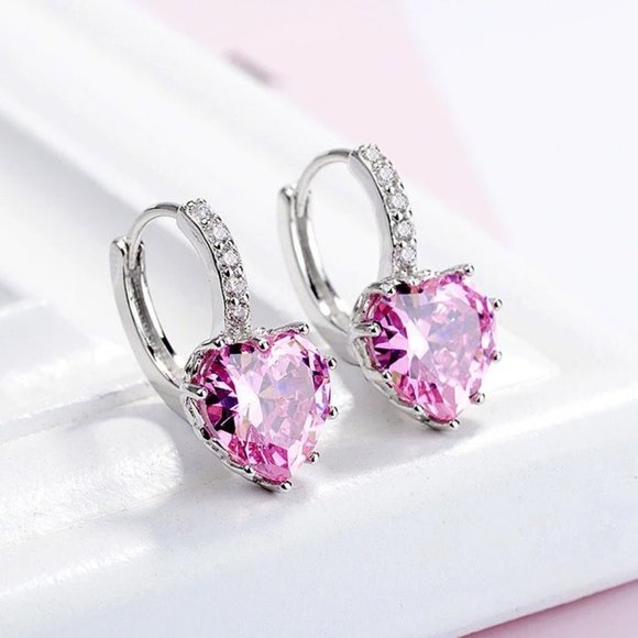 My bead Emporium Jewelry - Earrings with pink stones and CZ.